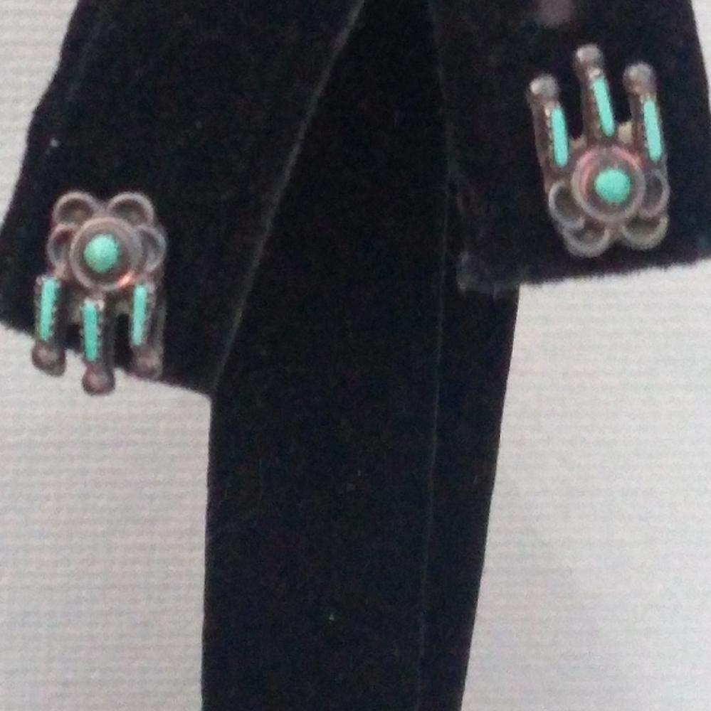 ⏳SALE Native American Silver Turquoise Petit Point - Picture 5 of 8